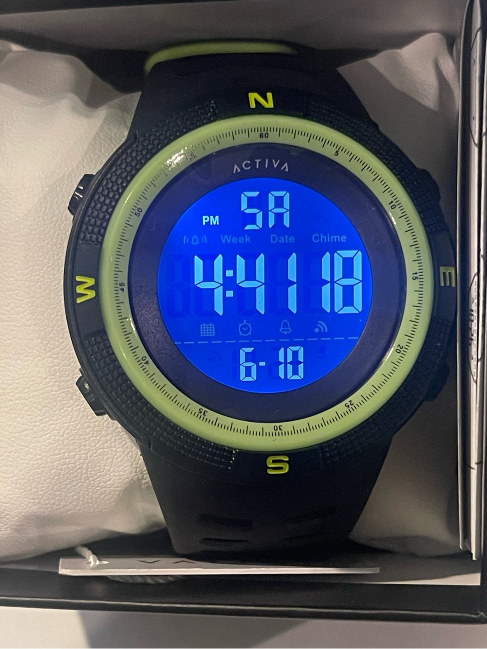 Activa Black Sport Digital Watch with Neon Green Bezel(ACW1915MC-008)
